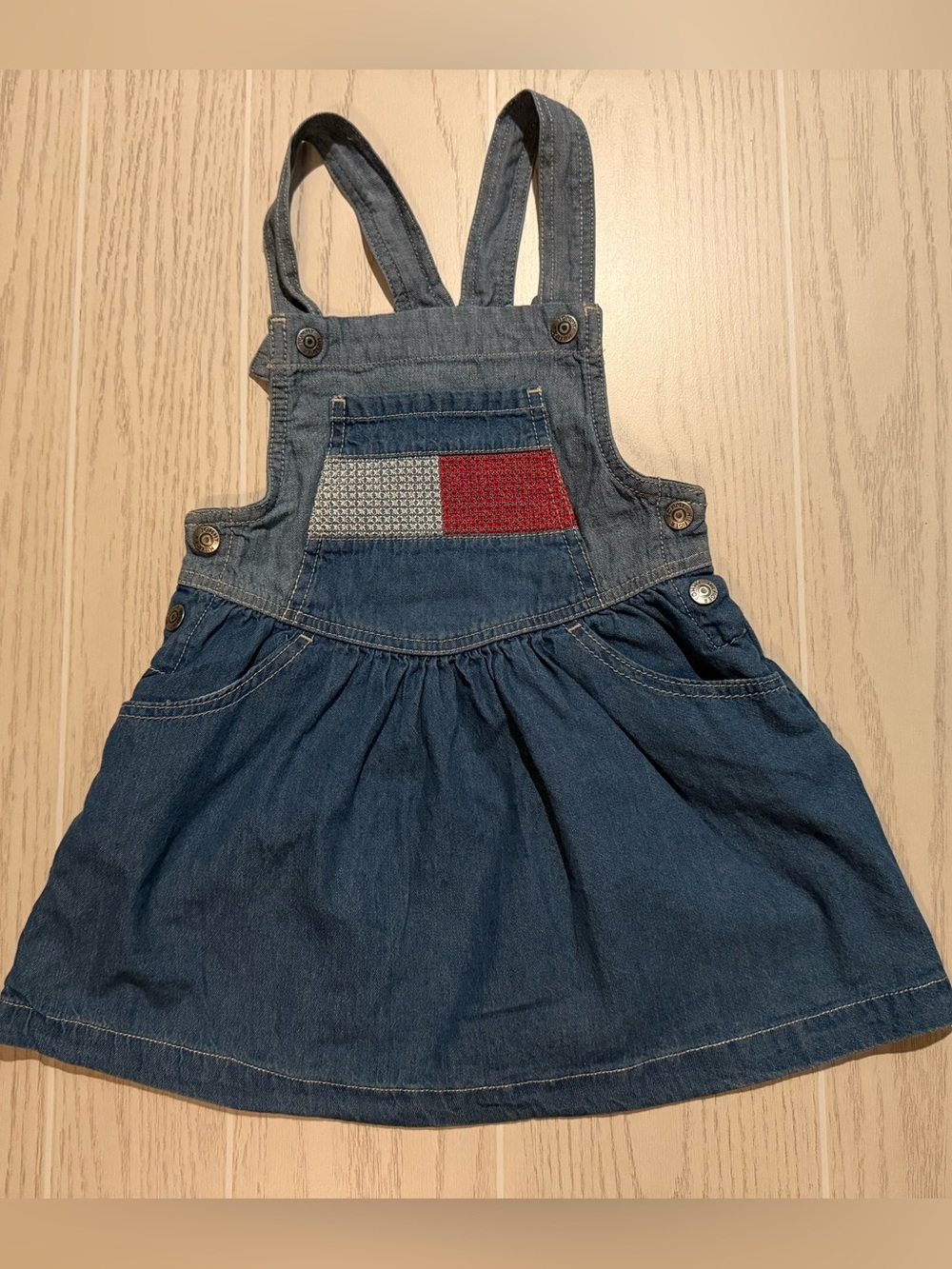 Tommy Hilfiger Girls Patriotic Denim Overall Jumper Dress Size 4